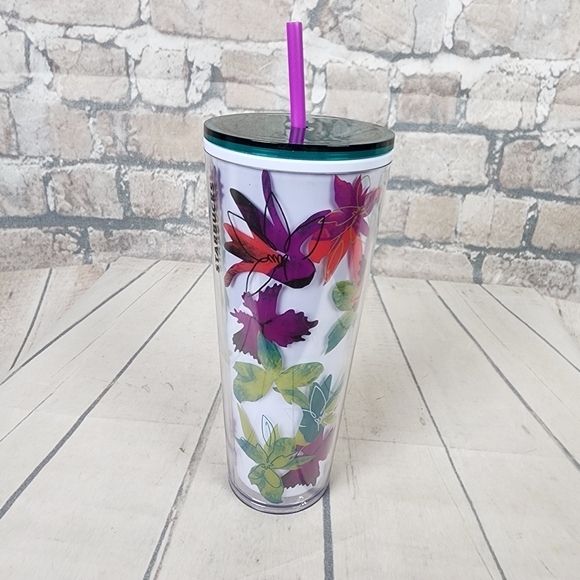 Starbucks 2022 Spring Purple  Green Floral 24 oz Tumbler Cold Cup - Picture 4 of 11